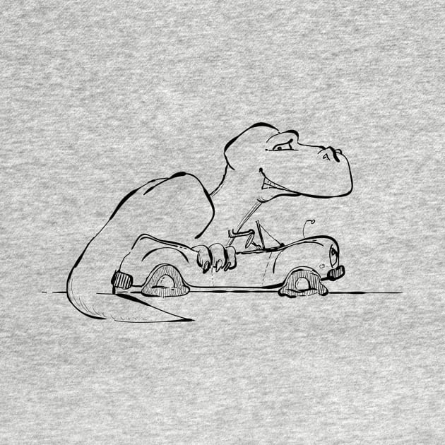 T-rex in Car by Jason's Doodles